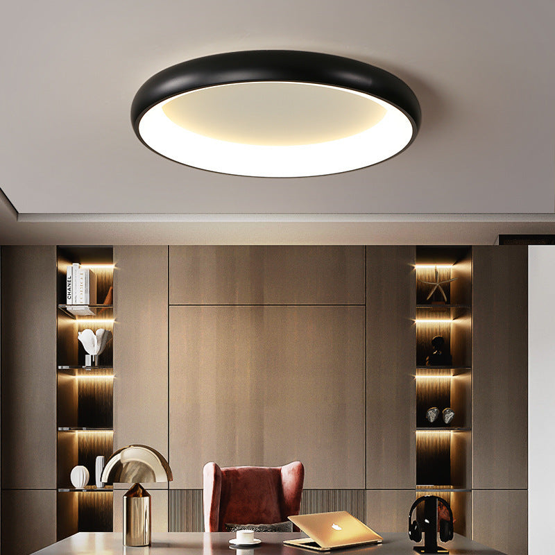 Modern Minimalist Round Aluminum Acrylic Shade LED Flush Mount Ceiling Light For Bedroom
