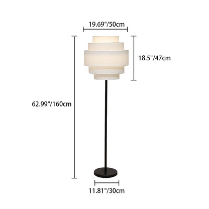 Contemporary Nordic Multi-Round Fabric Rattan Cane Webbing Iron 1- Light Standing Floor Lamp For Living Room