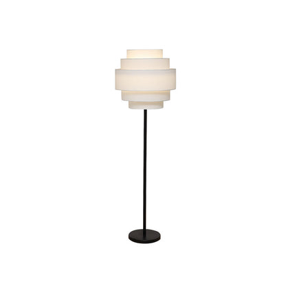 Contemporary Nordic Multi-Round Fabric Rattan Cane Webbing Iron 1- Light Standing Floor Lamp For Living Room