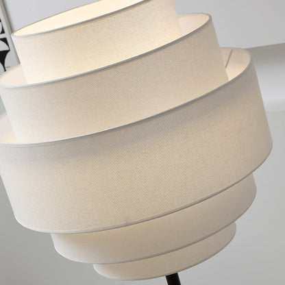 Contemporary Nordic Multi-Round Fabric Rattan Cane Webbing Iron 1- Light Standing Floor Lamp For Living Room
