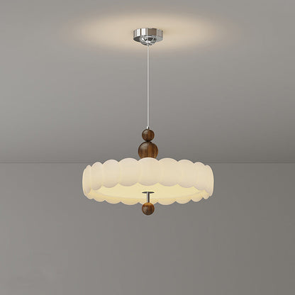 Traditional French Cream Pumpkin Iron PE LED Pendant Light For Living Room