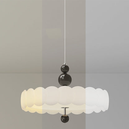 Traditional French Cream Pumpkin Iron PE LED Pendant Light For Living Room