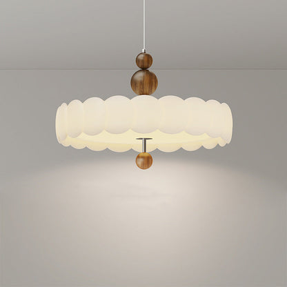 Traditional French Cream Pumpkin Iron PE LED Pendant Light For Living Room