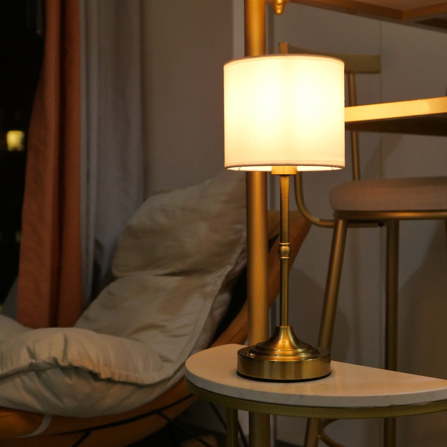 Modern Minimalist Cylinder Shape Fabric Iron 1-Light Table Lamp For Bedroom