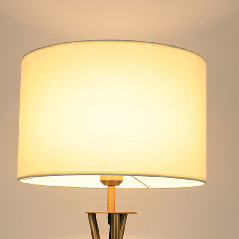 Contemporary Nordic Tripod Base Drum Shape Fabric Iron 1- Light Standing Floor Lamp For Living Room