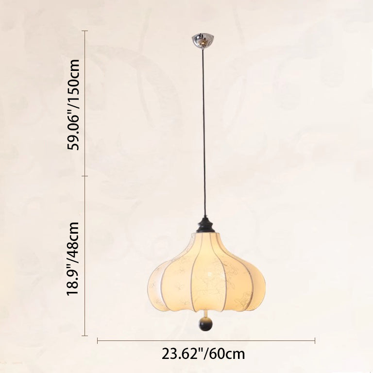 Traditional French Chestnut Print Fabric Wood 3/5 Light Chandelier For Living Room