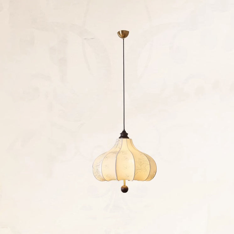 Traditional French Chestnut Print Fabric Wood 3/5 Light Chandelier For Living Room