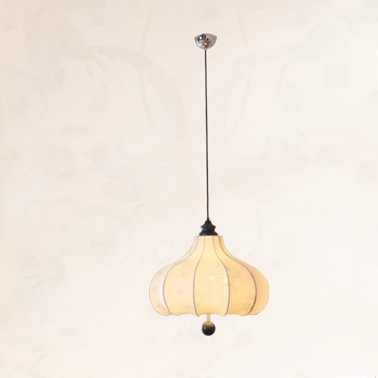 Traditional French Chestnut Print Fabric Wood 3/5 Light Chandelier For Living Room