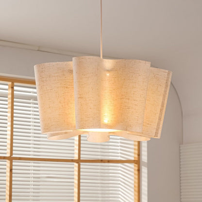 Contemporary Nordic Pleated Linen Iron 1-Light Pendant Light For Bedroom