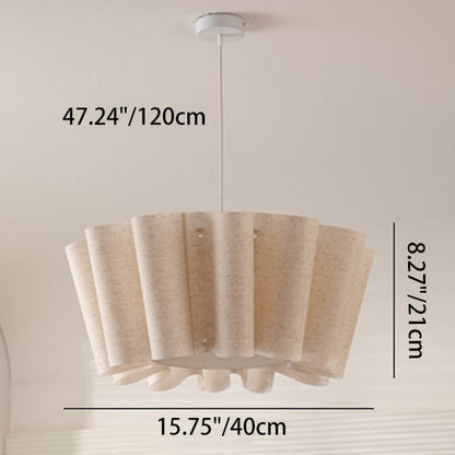 Contemporary Nordic Pleated Linen Iron 1-Light Pendant Light For Bedroom