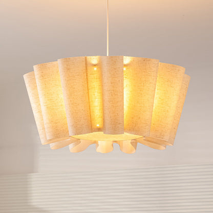 Contemporary Nordic Pleated Linen Iron 1-Light Pendant Light For Bedroom