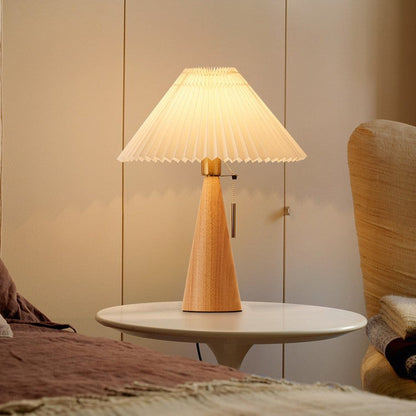 Contemporary Nordic Zipper Switch Pleated Drum Shape Fabric Iron 1-Light Table Lamp For Bedroom