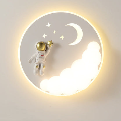 Contemporary Creative Cartoon Kids Cloud Astronaut Mermaid Angel Iron Acrylic LED Flush Mount Ceiling Light For Bedroom