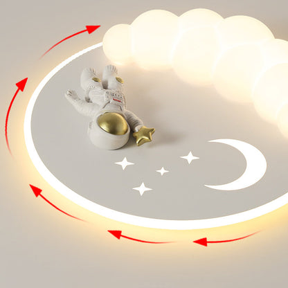 Contemporary Creative Cartoon Kids Cloud Astronaut Mermaid Angel Iron Acrylic LED Flush Mount Ceiling Light For Bedroom