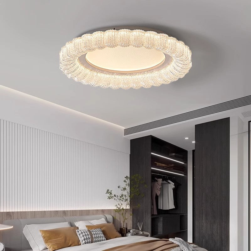 مصباح سقف LED من الأكريليك بتصميم زهور فرنسية دائرية تقليدية لغرفة المعيشة