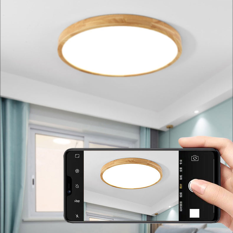 مصباح سقف LED خشبي أكريليك دائري مستطيل الشكل بتصميم عصري بسيط لغرفة المعيشة