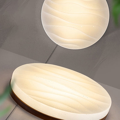 Modern Minimalist Round Starlight Acrylic Solid Wood LED Flush Mount Ceiling Light For Living Room