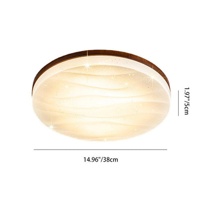 Modern Minimalist Round Starlight Acrylic Solid Wood LED Flush Mount Ceiling Light For Living Room