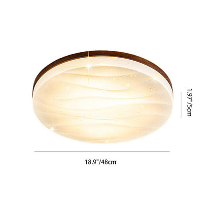 Modern Minimalist Round Starlight Acrylic Solid Wood LED Flush Mount Ceiling Light For Living Room