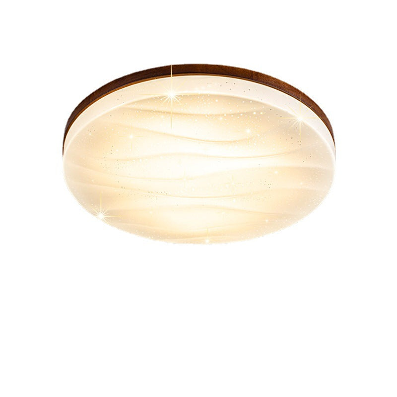 Modern Minimalist Round Starlight Acrylic Solid Wood LED Flush Mount Ceiling Light For Living Room