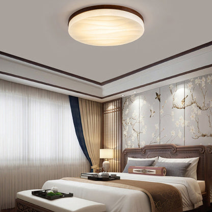 Modern Minimalist Round Starlight Acrylic Solid Wood LED Flush Mount Ceiling Light For Living Room