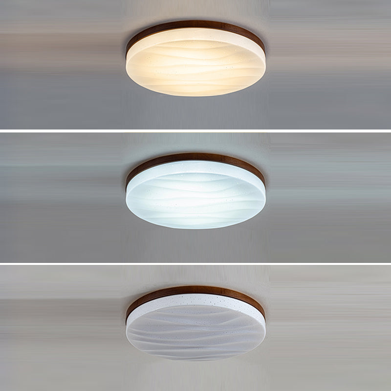 Modern Minimalist Round Starlight Acrylic Solid Wood LED Flush Mount Ceiling Light For Living Room