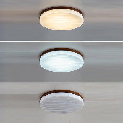 Modern Minimalist Round Starlight Acrylic Solid Wood LED Flush Mount Ceiling Light For Living Room