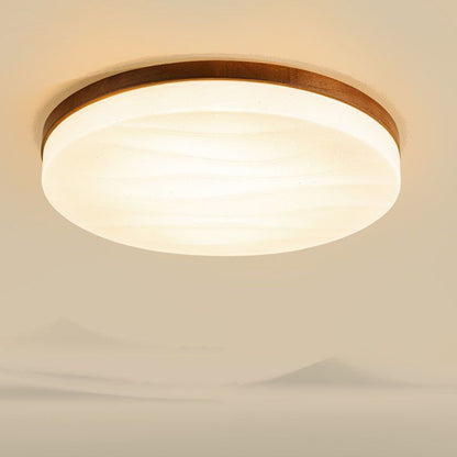 Modern Minimalist Round Starlight Acrylic Solid Wood LED Flush Mount Ceiling Light For Living Room