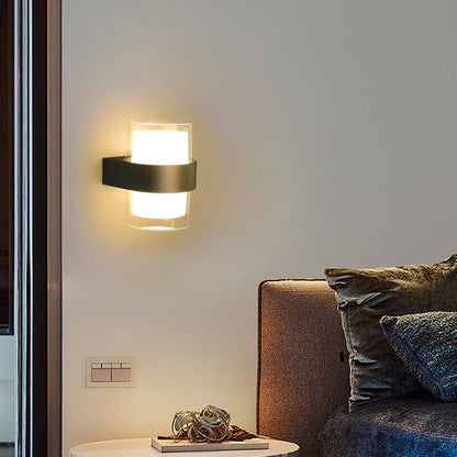 Modern Minimalist Waterproof Round Square Plastic LED Wall Sconce Lamp For Bedroom