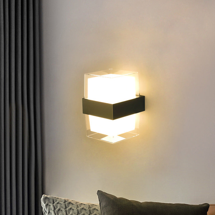 Modern Minimalist Waterproof Round Square Plastic LED Wall Sconce Lamp For Bedroom