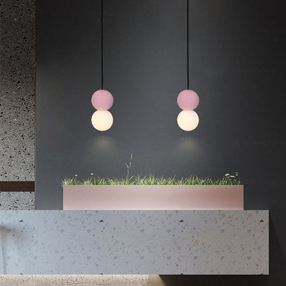 Contemporary Nordic Globe Terrazzo Acrylic Glass 1-Light Pendant Light For Bedroom