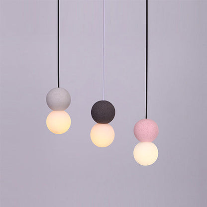 Contemporary Nordic Globe Terrazzo Acrylic Glass 1-Light Pendant Light For Bedroom