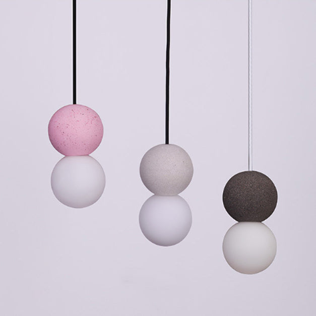Contemporary Nordic Globe Terrazzo Acrylic Glass 1-Light Pendant Light For Bedroom