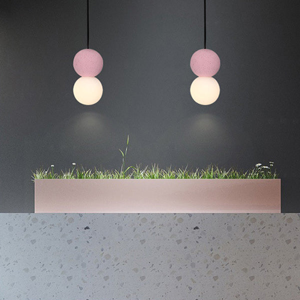 Contemporary Nordic Globe Terrazzo Acrylic Glass 1-Light Pendant Light For Bedroom