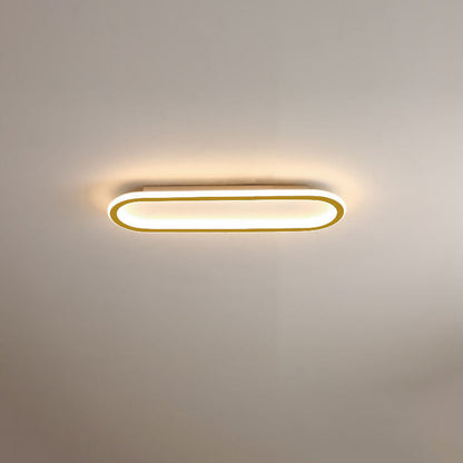 Modern Minimalist Linear Iron Aluminum Silicone LED Flush Mount Ceiling Light For Bedroom