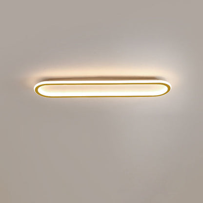 Modern Minimalist Linear Iron Aluminum Silicone LED Flush Mount Ceiling Light For Bedroom