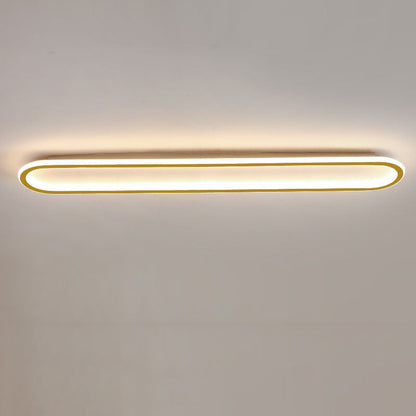 Modern Minimalist Linear Iron Aluminum Silicone LED Flush Mount Ceiling Light For Bedroom