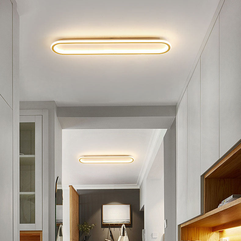 Modern Minimalist Linear Iron Aluminum Silicone LED Flush Mount Ceiling Light For Bedroom
