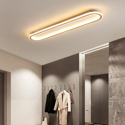Modern Minimalist Linear Iron Aluminum Silicone LED Flush Mount Ceiling Light For Bedroom