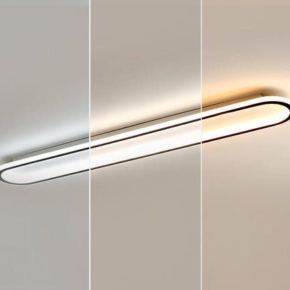 Modern Minimalist Linear Iron Aluminum Silicone LED Flush Mount Ceiling Light For Bedroom