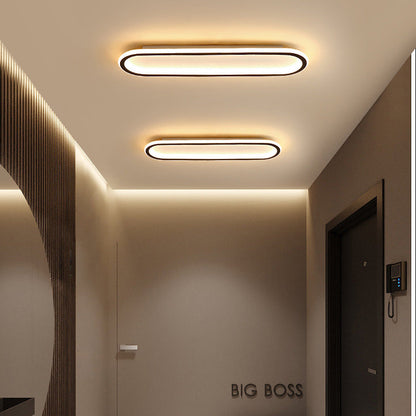 Modern Minimalist Linear Iron Aluminum Silicone LED Flush Mount Ceiling Light For Bedroom