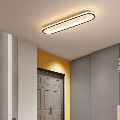 Modern Minimalist Linear Iron Aluminum Silicone LED Flush Mount Ceiling Light For Bedroom