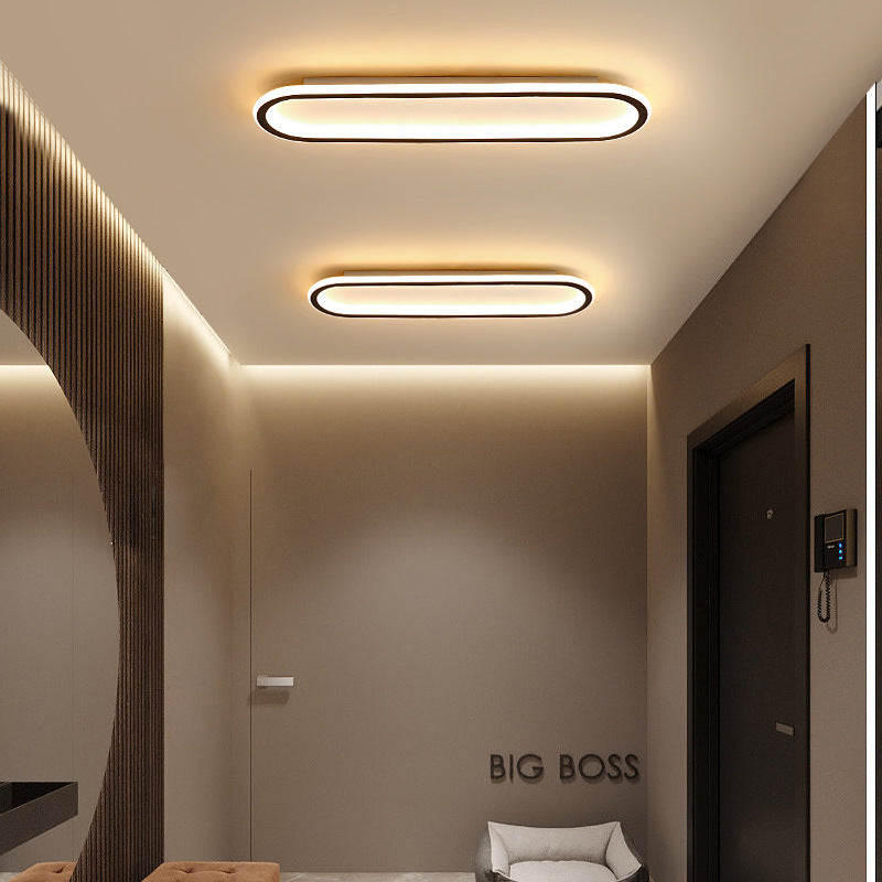 Modern Minimalist Linear Iron Aluminum Silicone LED Flush Mount Ceiling Light For Bedroom