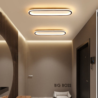 Modern Minimalist Linear Iron Aluminum Silicone LED Flush Mount Ceiling Light For Bedroom
