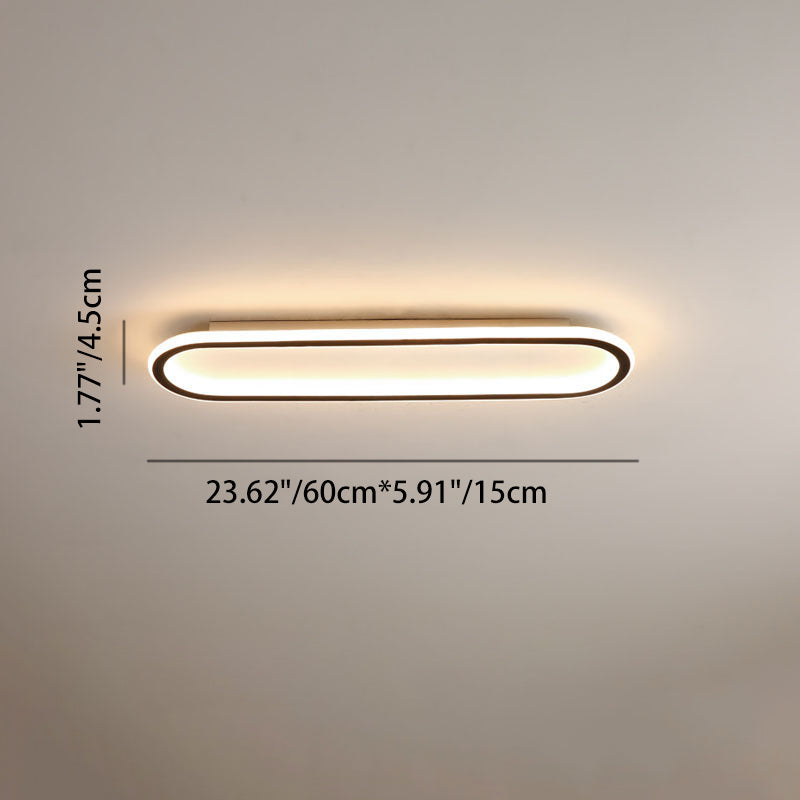 Modern Minimalist Linear Iron Aluminum Silicone LED Flush Mount Ceiling Light For Bedroom