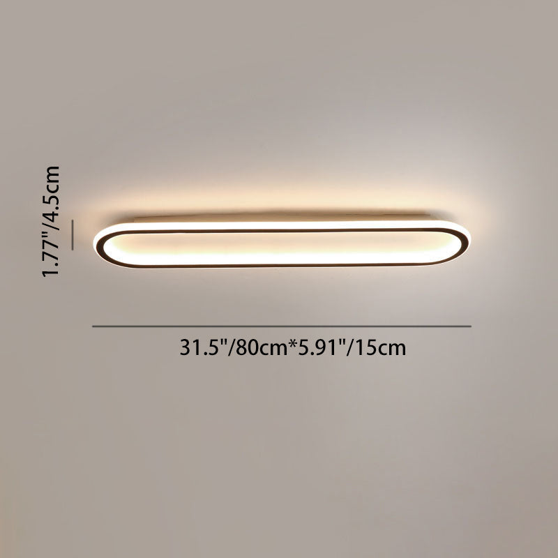 Modern Minimalist Linear Iron Aluminum Silicone LED Flush Mount Ceiling Light For Bedroom