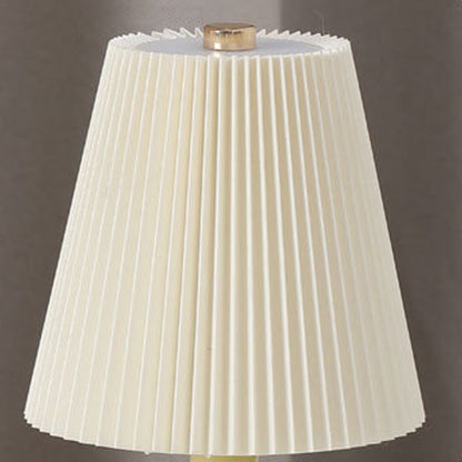 Contemporary Nordic USB Fabric Ceramic Conic Pleated LED Table Lamp For Bedroom