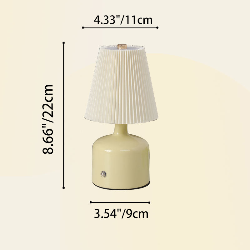 Contemporary Nordic USB Fabric Ceramic Conic Pleated LED Table Lamp For Bedroom