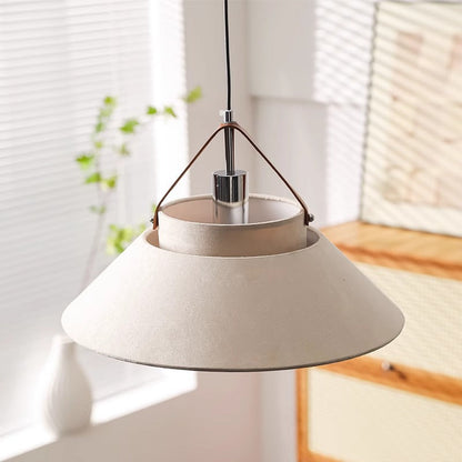 Traditional Japanese Umbrella Cone Shape Fabric Iron 1-Light Pendant Light For Living Room