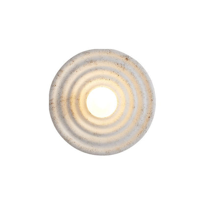 Traditional Japanese Round Ripple Resin Glass 1-Light Wall Sconce Lamp For Living Room